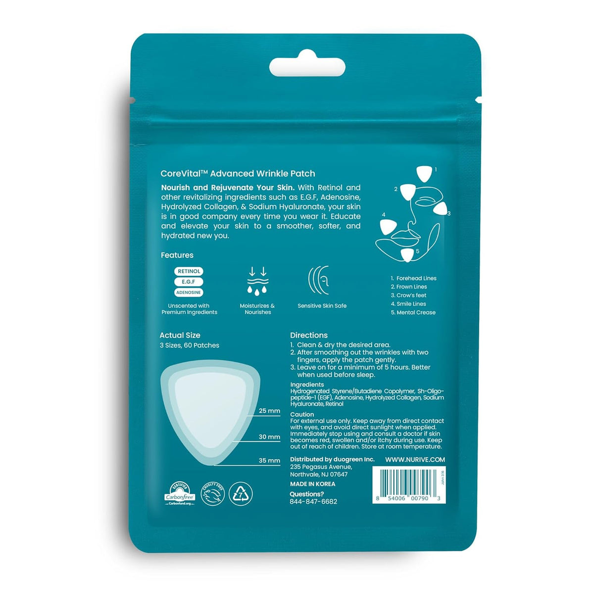 Advanced Wrinkle Patches 60 Count Face Skin Care Tape for Smile & Frown Lines