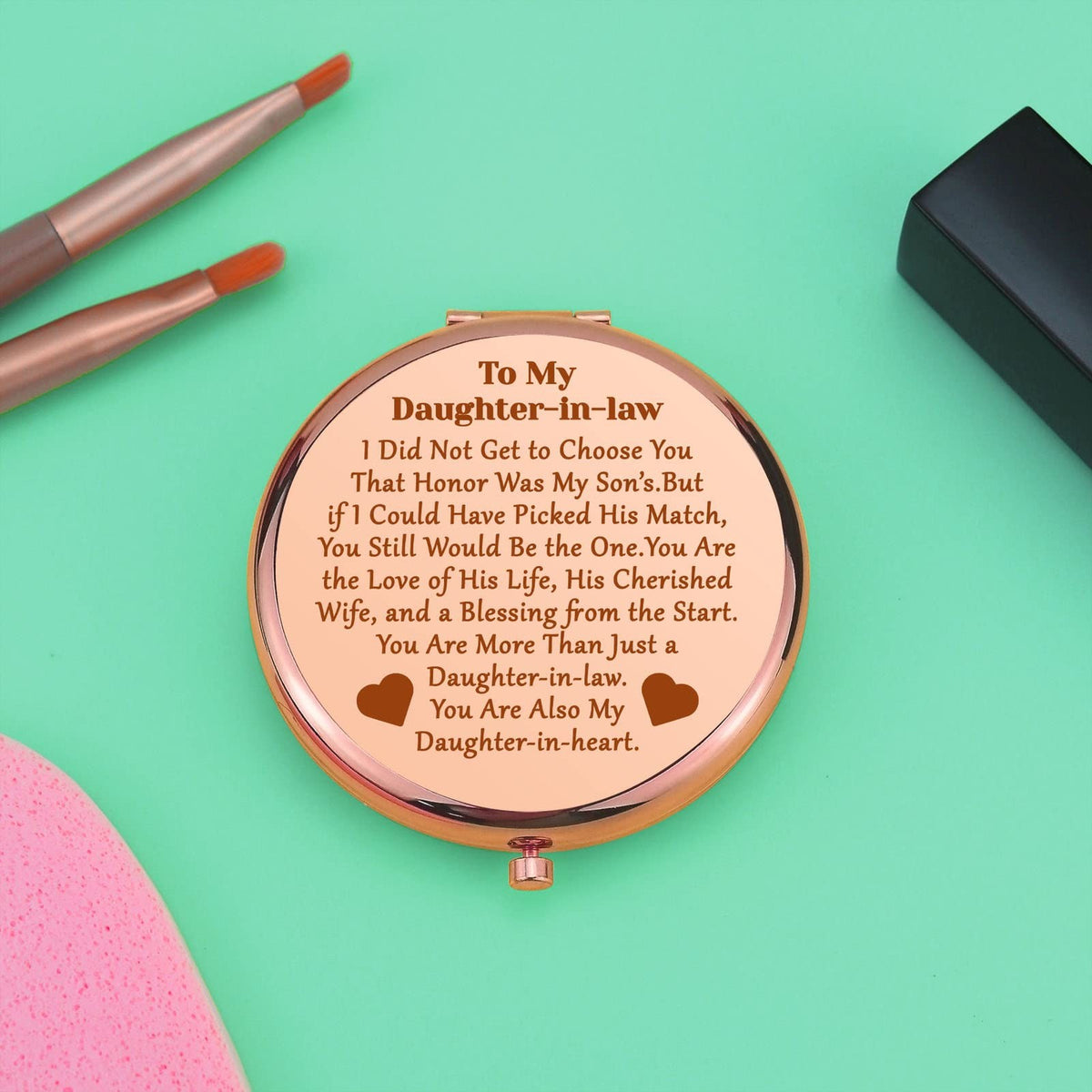 Rose Gold Compact Makeup Mirror for Wedding and Bridal Shower Gift