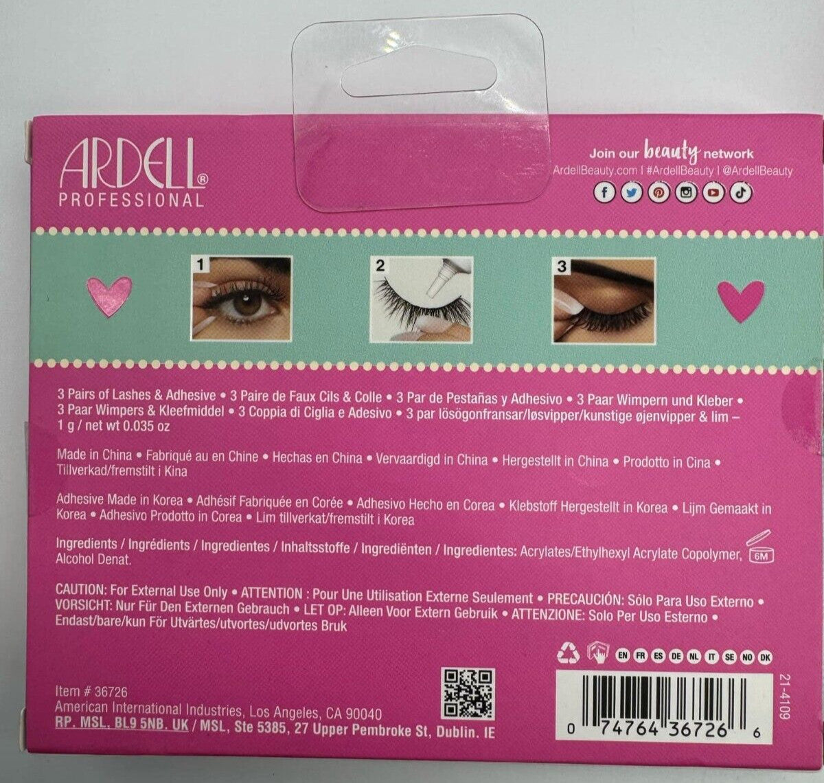 False Eyelash Set with Duo Adhesive - 3 Pair Fauxmink 817 Eyelashes