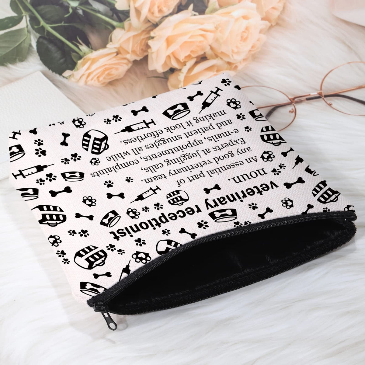 Veterinary Gift Cosmetic Bag for Vet Receptionist - Clinic Makeup Organizer
