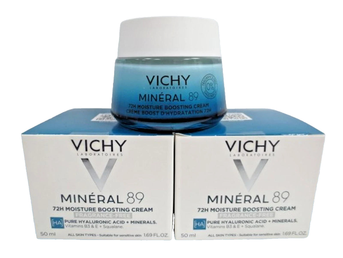 Vichy Mineral 89 72H Moisture Boosting Cream - Fragrance-Free (1.69 oz, 2-Pack)