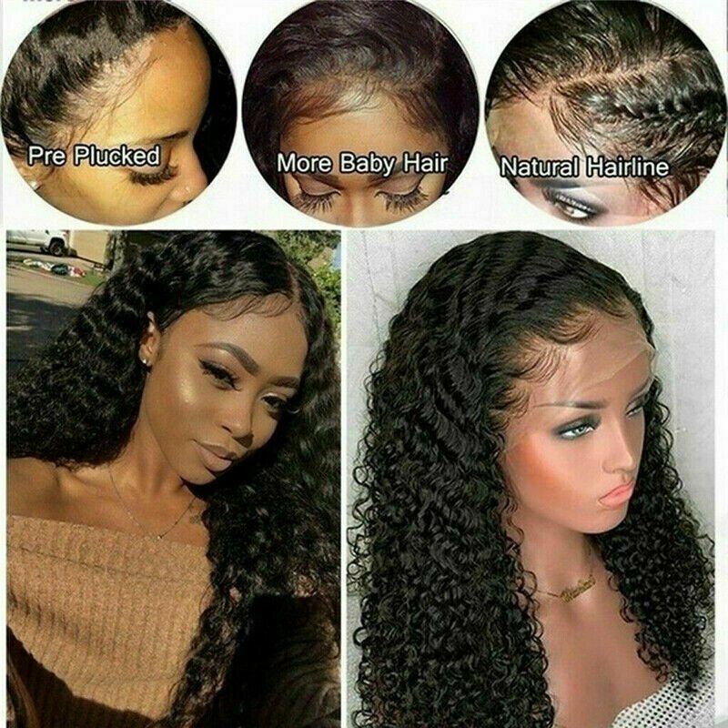 18-Inch Human Hair Lace Front Wigs for Women Long Curly Wavy Brazilian Hair