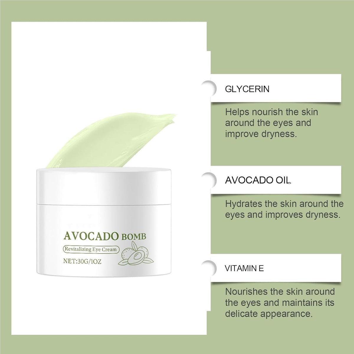 Avocado Eye Cream for Fine Lines Puffiness and Firming - 30g