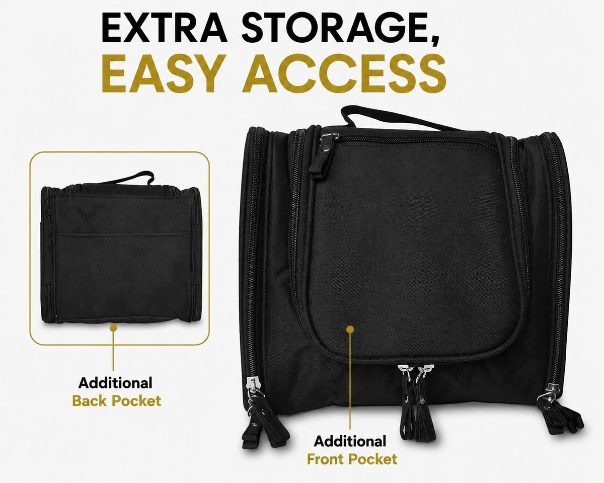 Waterproof Hanging Toiletry Organizer Travel Bag Men Women Compact Bathroom Storage