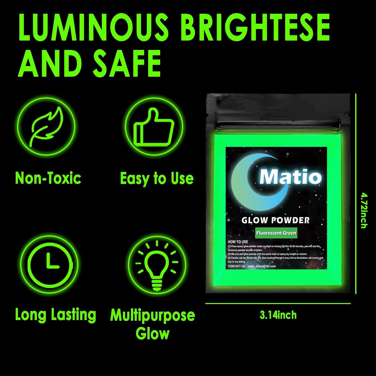 Glow in the Dark Pigment Powder 15G White Luminous Craft Paint for Resin & Art