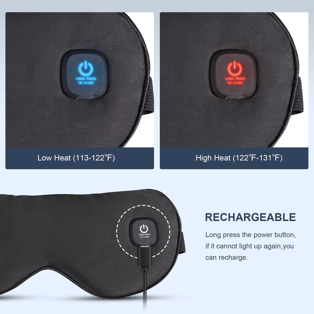 Cordless Heated Eye Mask for Dry Eyes & Migraine Relief - Black