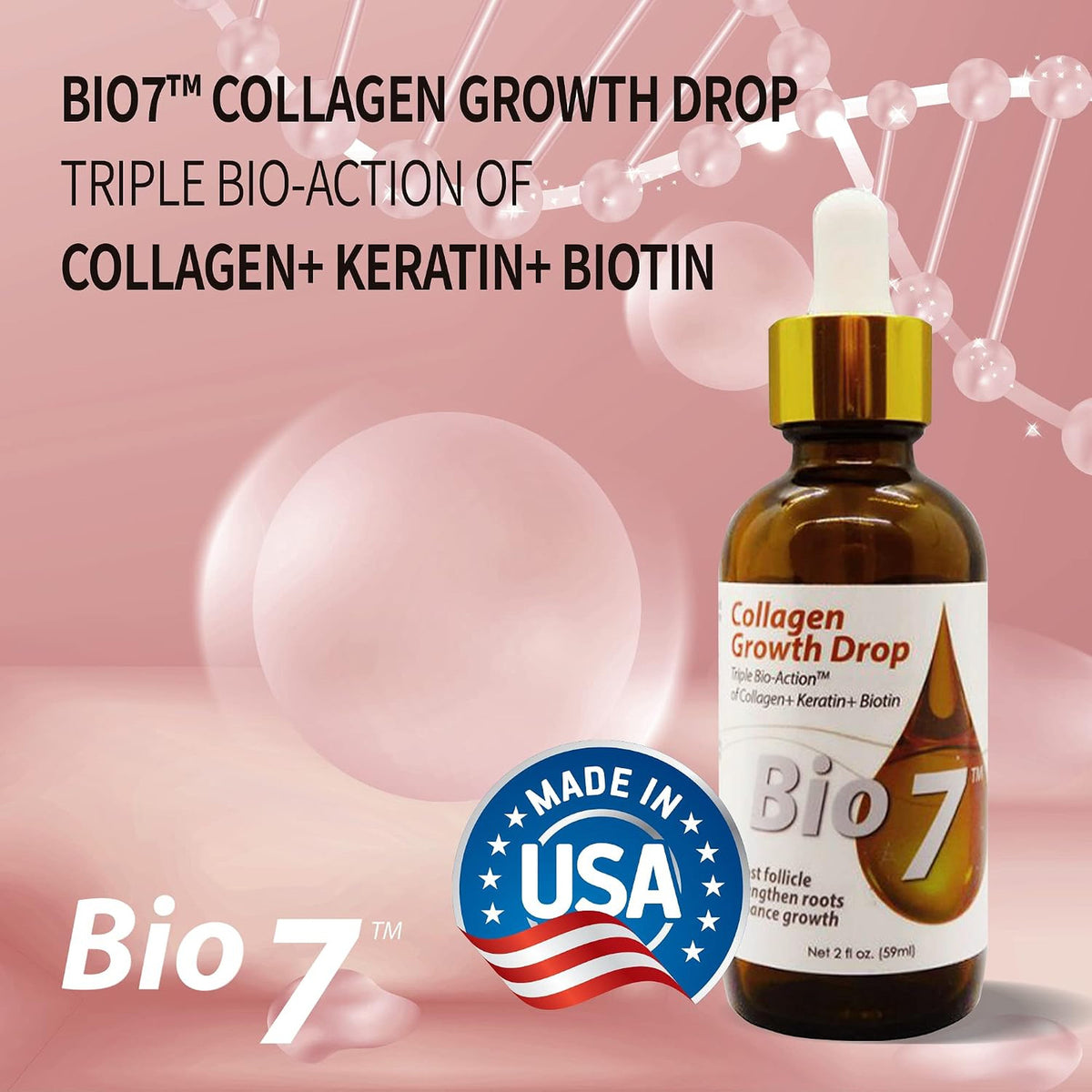 Collagen Hair Growth Drops with Biotin and Keratin, 2 Fl Oz, Follicle
