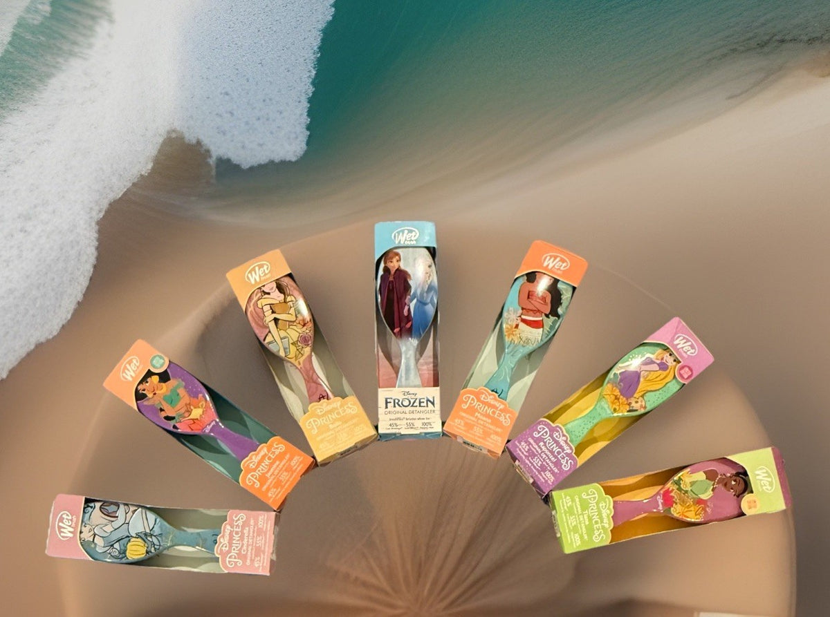 Disney Princess Wet Brush Set - Ariel, Belle, Jasmine, Cinderella, Tiana, Moana, Frozen