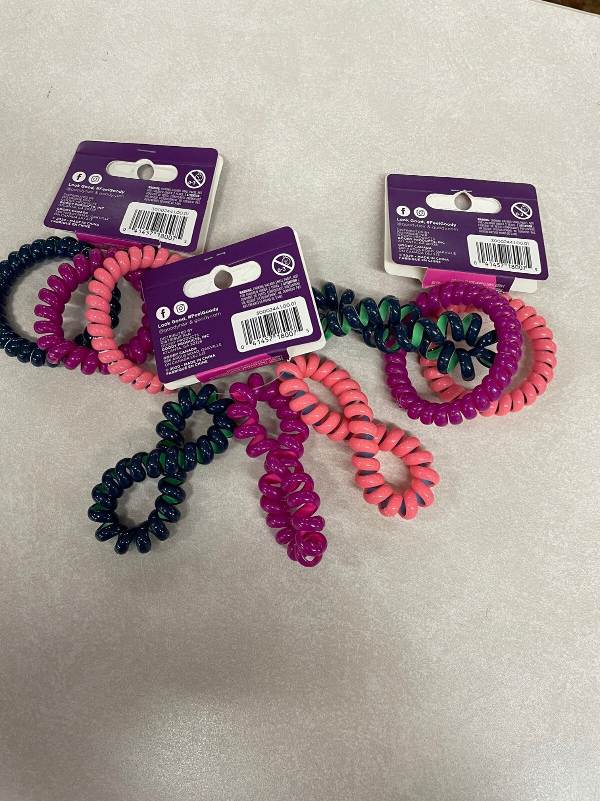 Lot of 3 Goody Active Dentless Count Jelly Bands Ponytailers Night