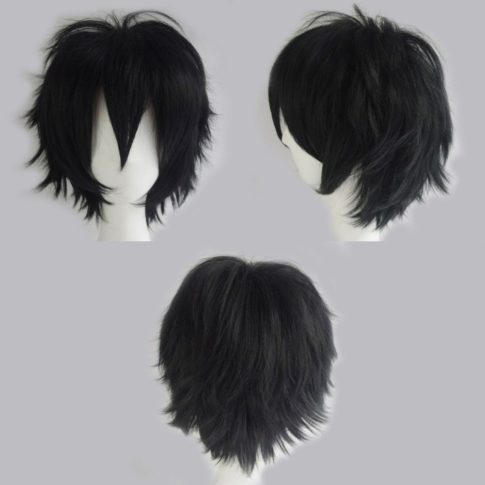 Anime Cosplay Wigs Short Straight Heat-Resistant Synthetic Hair Costume Accessory
