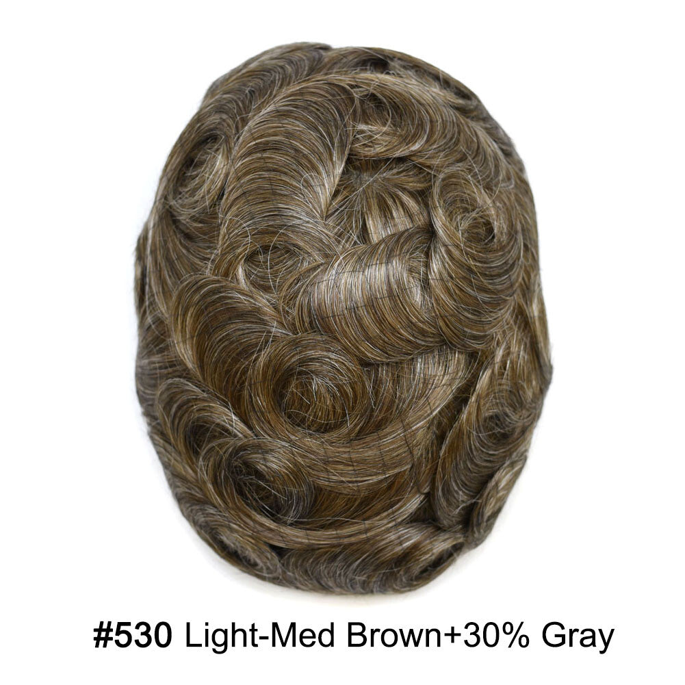 Men's Ultra Thin Skin Hair Replacement Toupee with Human Hair - All Colors & Sizes