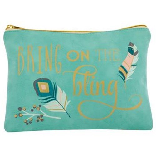 Inspirational Green Feathers Cosmetic Bag Pouch - Organize & Accessorize