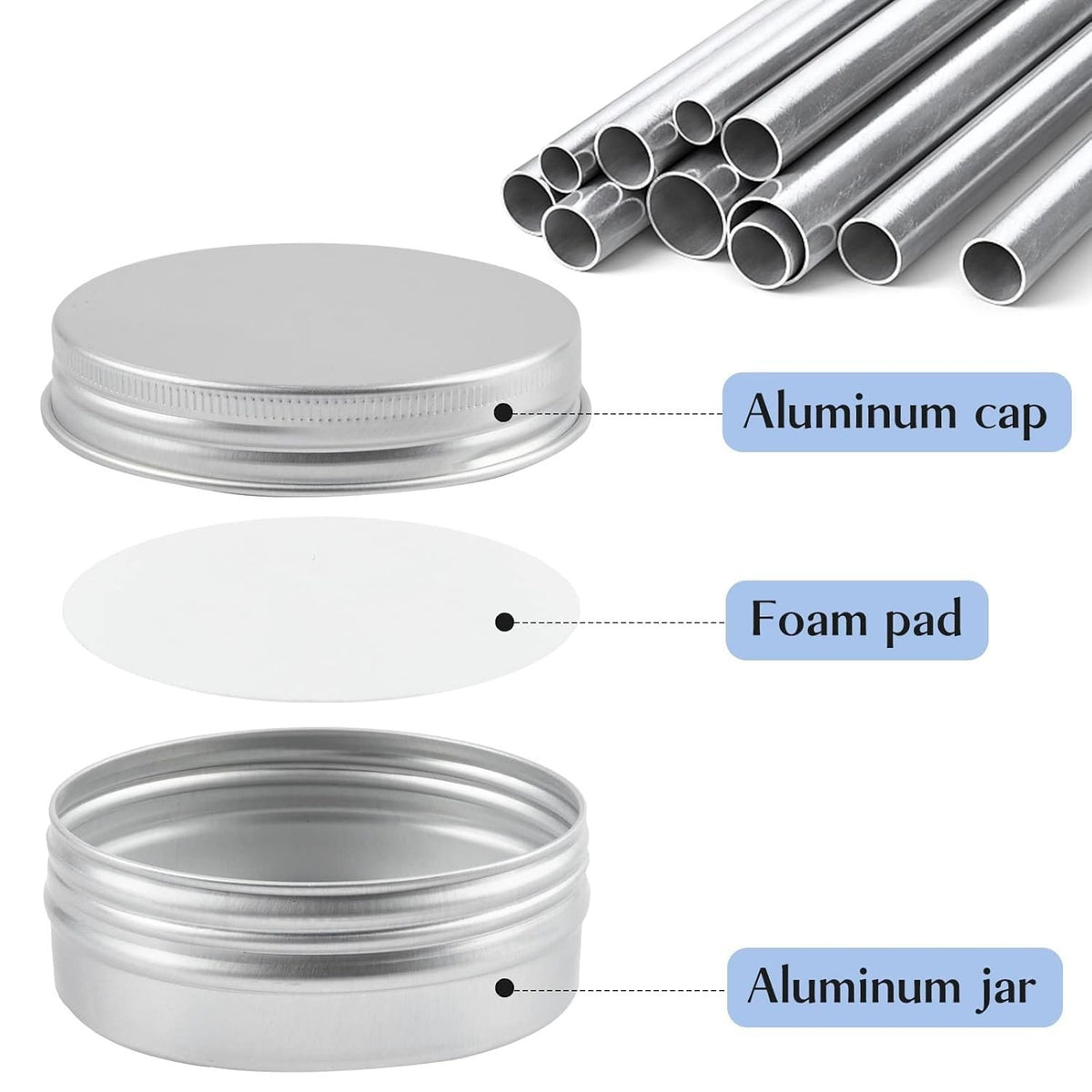 12 Pack 2 oz Aluminum Tin Cans with Screw Lids & Labels - Refillable Travel Containers