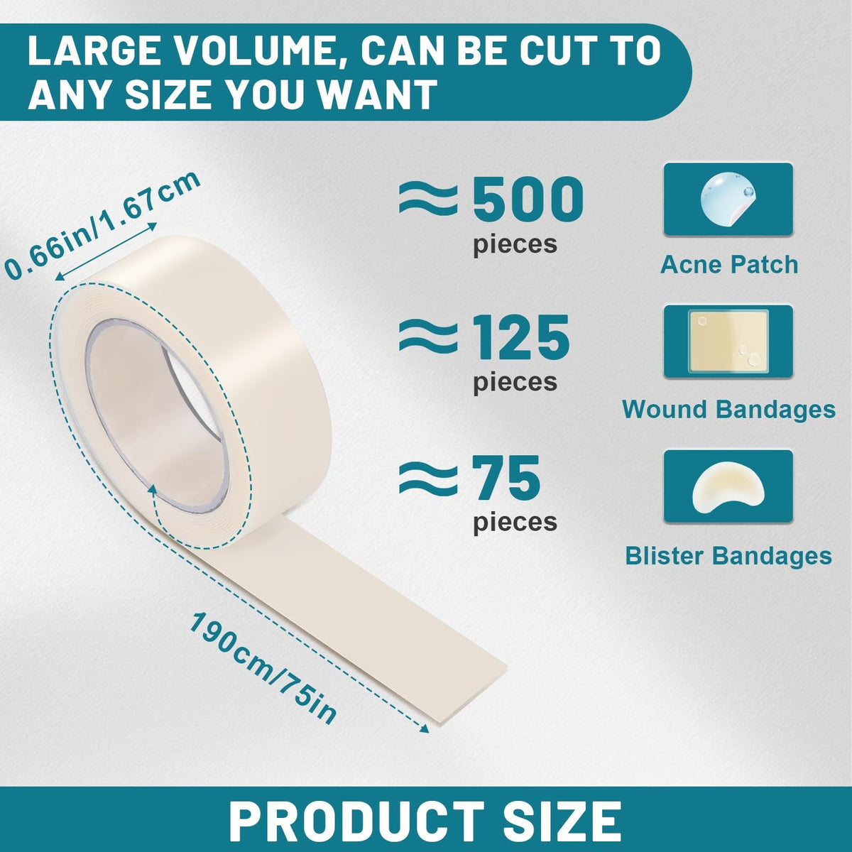 Acne Patch Roll 0.66in x 75in Hydrocolloid
