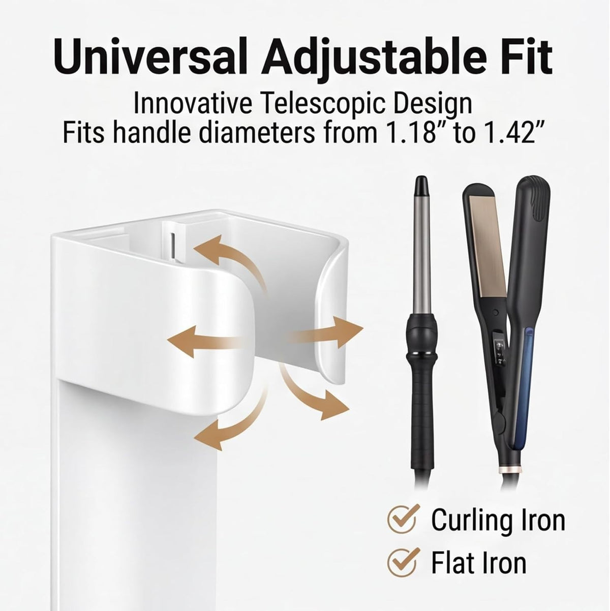 Wall Mount Curling Iron Holder - 2 Pack Hair Tool Organizer for Bathroom