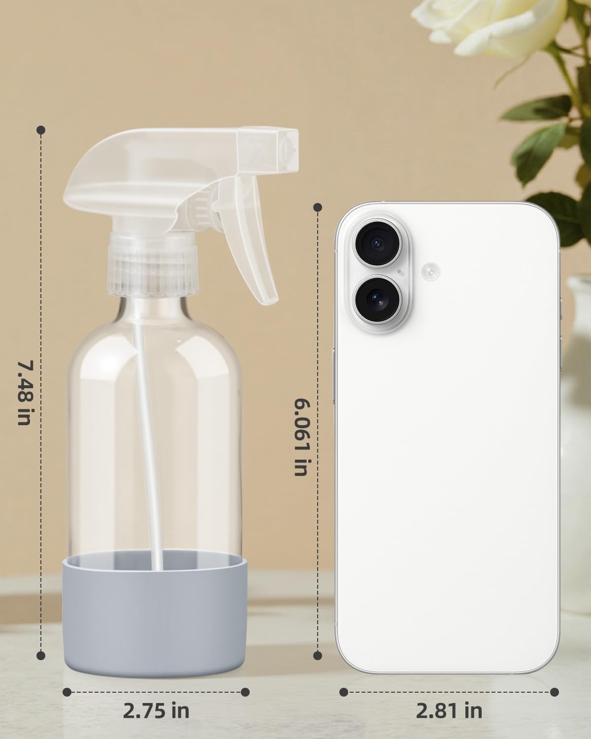 Refillable 8 oz Glass Spray Bottles Set - Leak-Proof Household Containers
