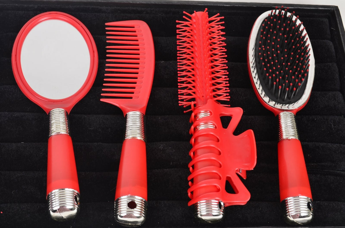 Gift Set Hair Styling Tools with Comb Brush Curling Iron Mirror Clip - Multi Color