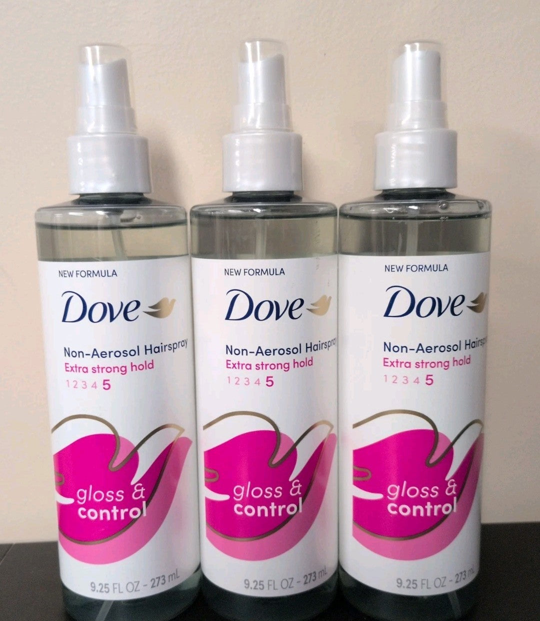 Dove Non-Aerosol Hairspray Extra Strong Hold Gloss & Control 27.75 oz - 3 Pack