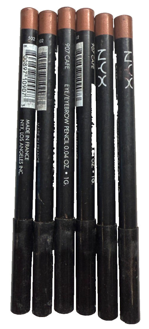 Eyebrow & Eye Pencil Set - 6 Pack of NYX 907 CAFE Eyeliner & Brow Pencils