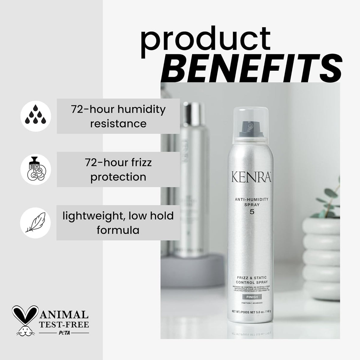 Anti-Humidity Hair Spray - Lightweight, 72-Hour Frizz Control & Thermal Protection