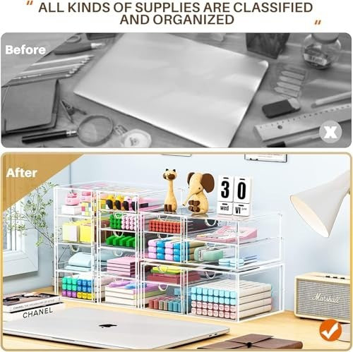 Acrylic Makeup Organizer with 16 Drawers - Clear Cosmetic Storage Case