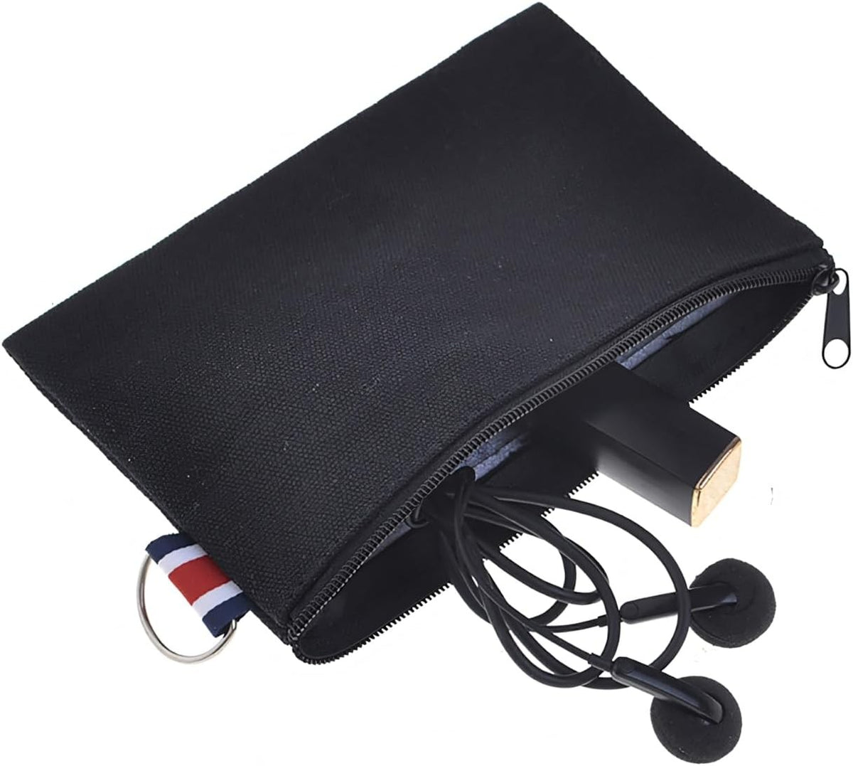 6 Pack Canvas Pouches with Metal Rings - DIY Craft Storage Bags 6x4 Inch