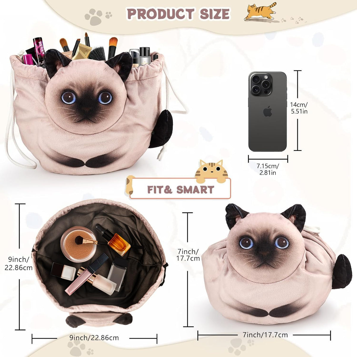 Drawstring Makeup Bag - Travel Organizer for Cosmetics & Gifts