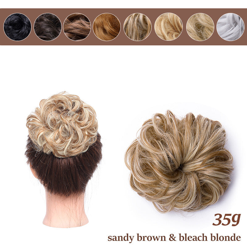Natural Curly Messy Bun Hair Piece Extensions - Real Human Hair, Updo Scrunchie