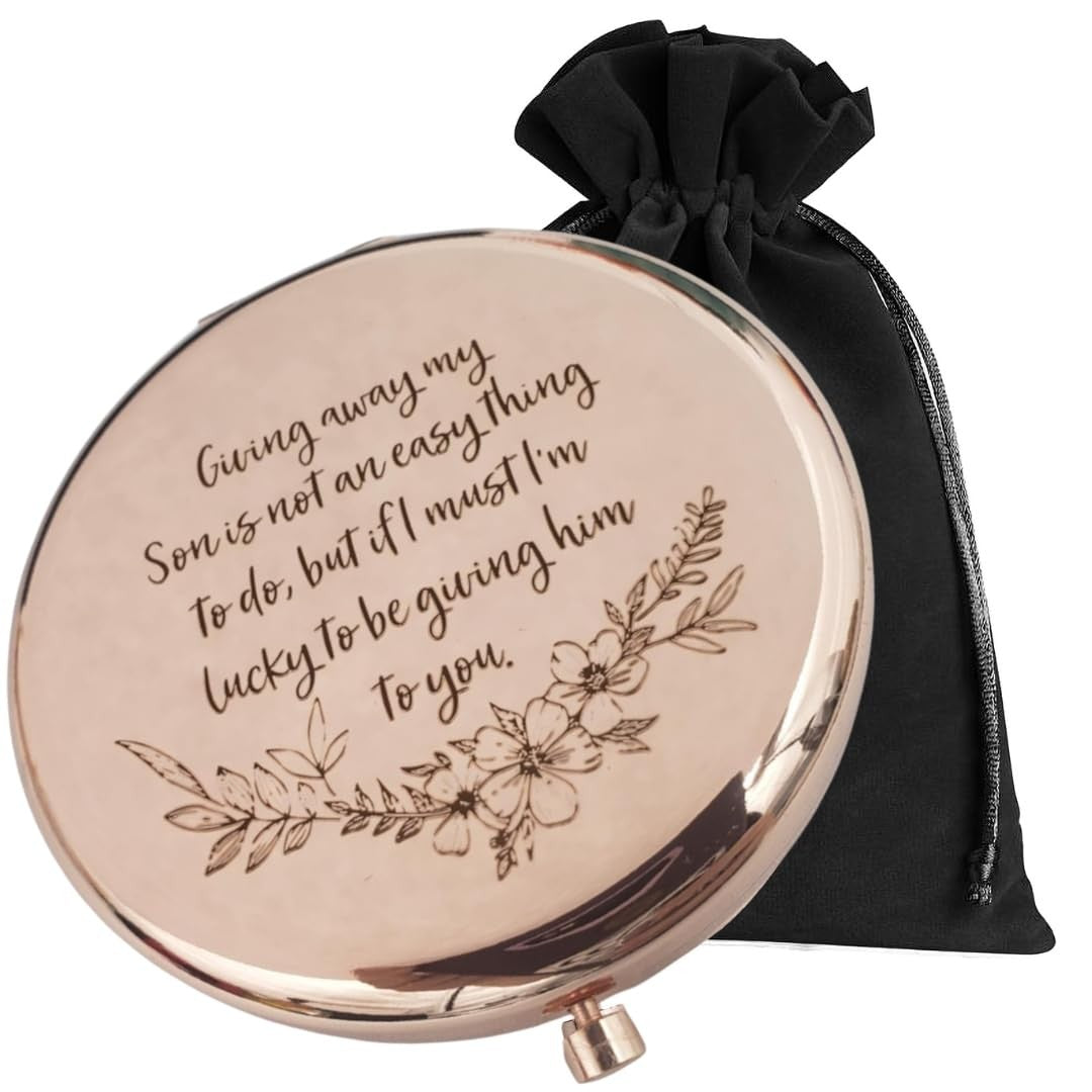 Rose Gold Compact Mirror Wedding Gift for Future Daughter-in-Law - Bridal Keepsake