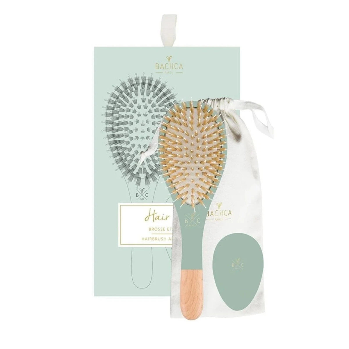 Green Hair Care Kit with Detangling Brush and Mirror - 3 Piece Set