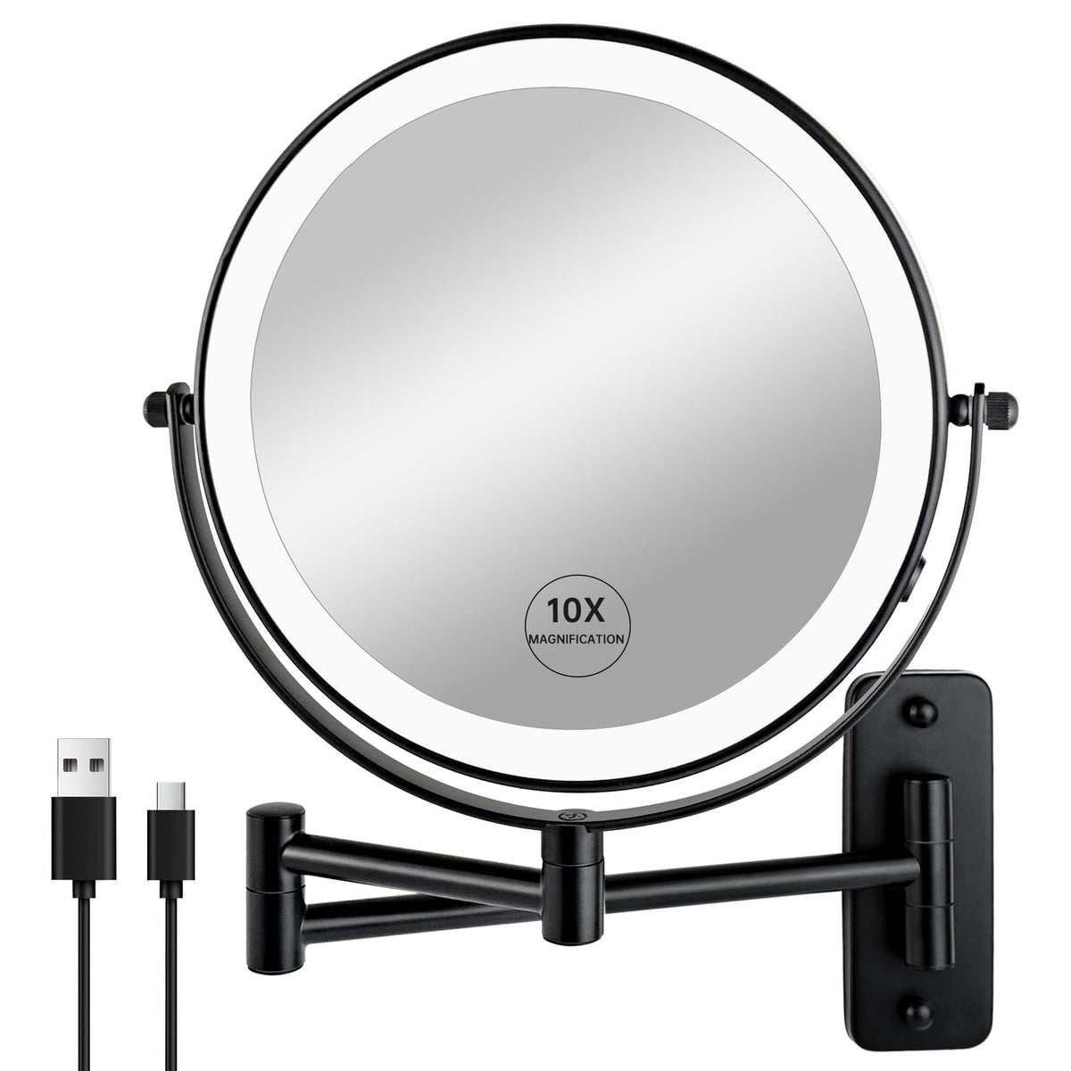 Wall Mounted Lighted Makeup Mirror with 3 Lighting Modes & 10x Magnification