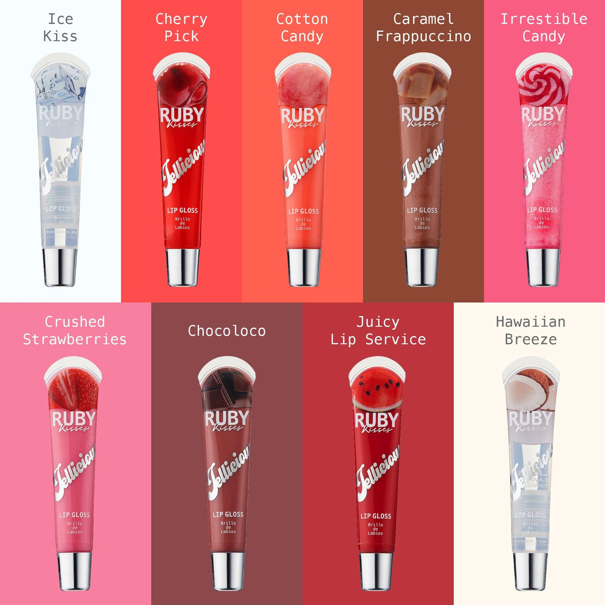 Jellicious Pink Cotton Candy Caramel Frappuccino Lip Gloss Set - Long Lasting Shine