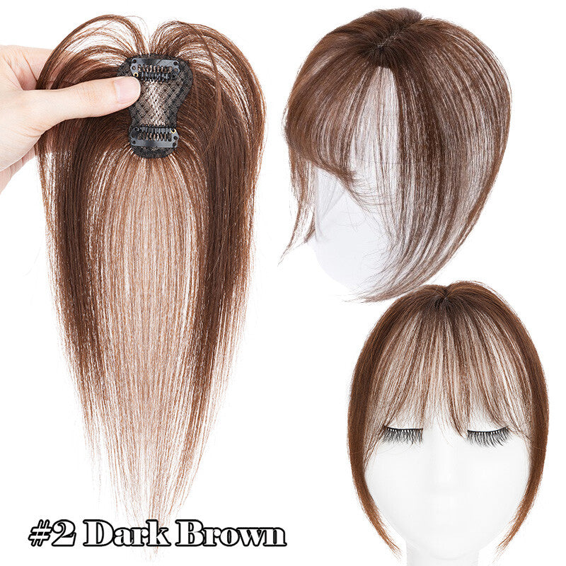 Clip-In Human Hair Bangs Extension with Wispy & French Styles - Natural & Dark Brown