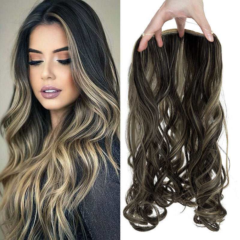 Invisible Wire Hair Extensions - Natural Synthetic Length & Body Wavy or Straight