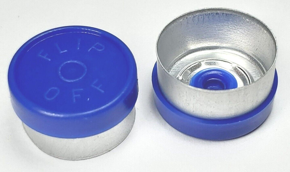 100 Pack Aluminum Plastic Flip-Off Bottle Caps 13mm Blue