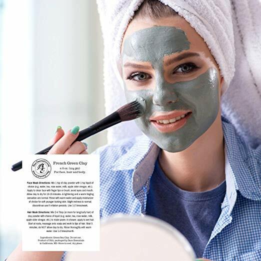 Natural Clay Mask Set with Bentonite, Rhassoul & Green Clay - 4oz & 8oz Options
