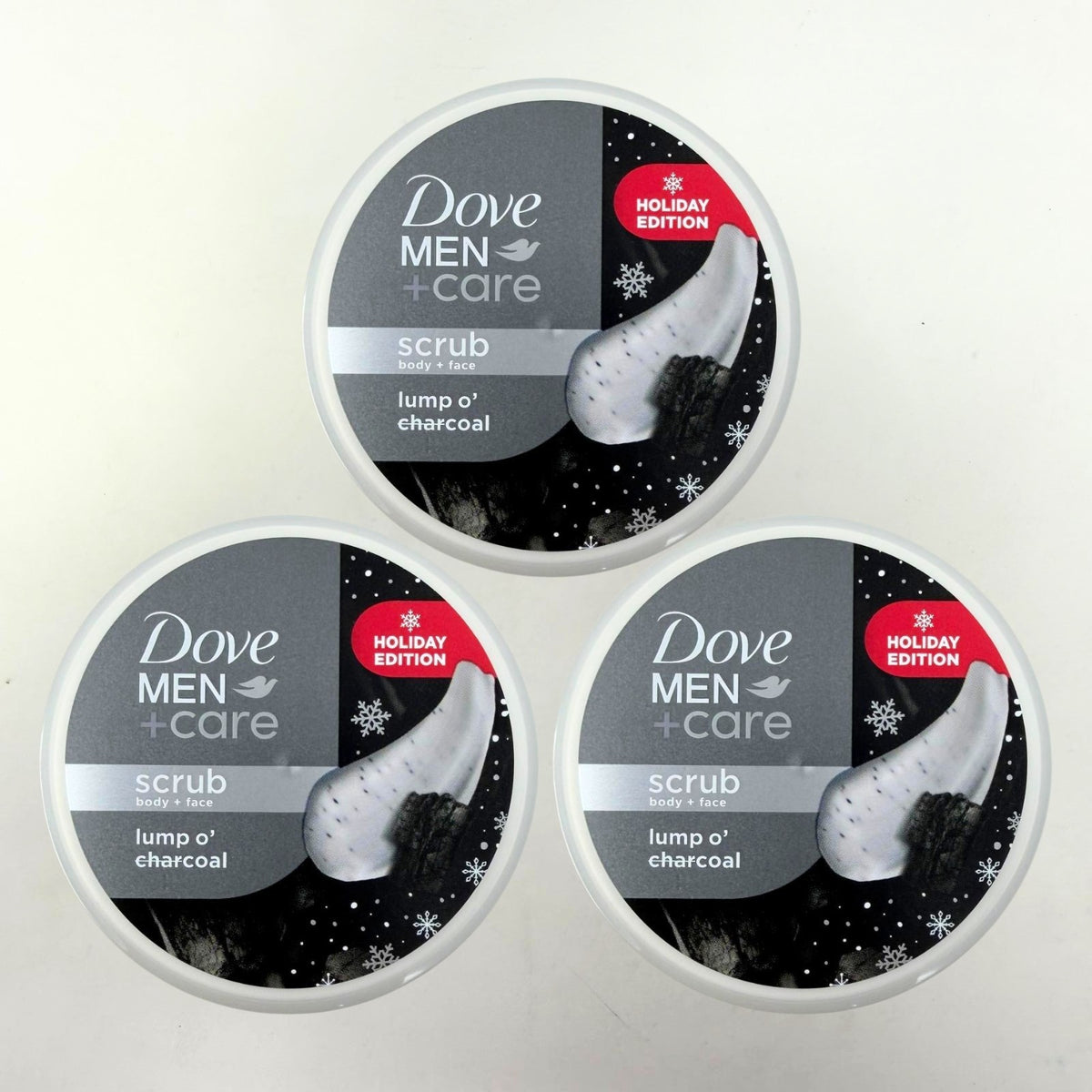 3-Pack Dove Men+Care Holiday Edition Body & Face Scrub, Lump O'