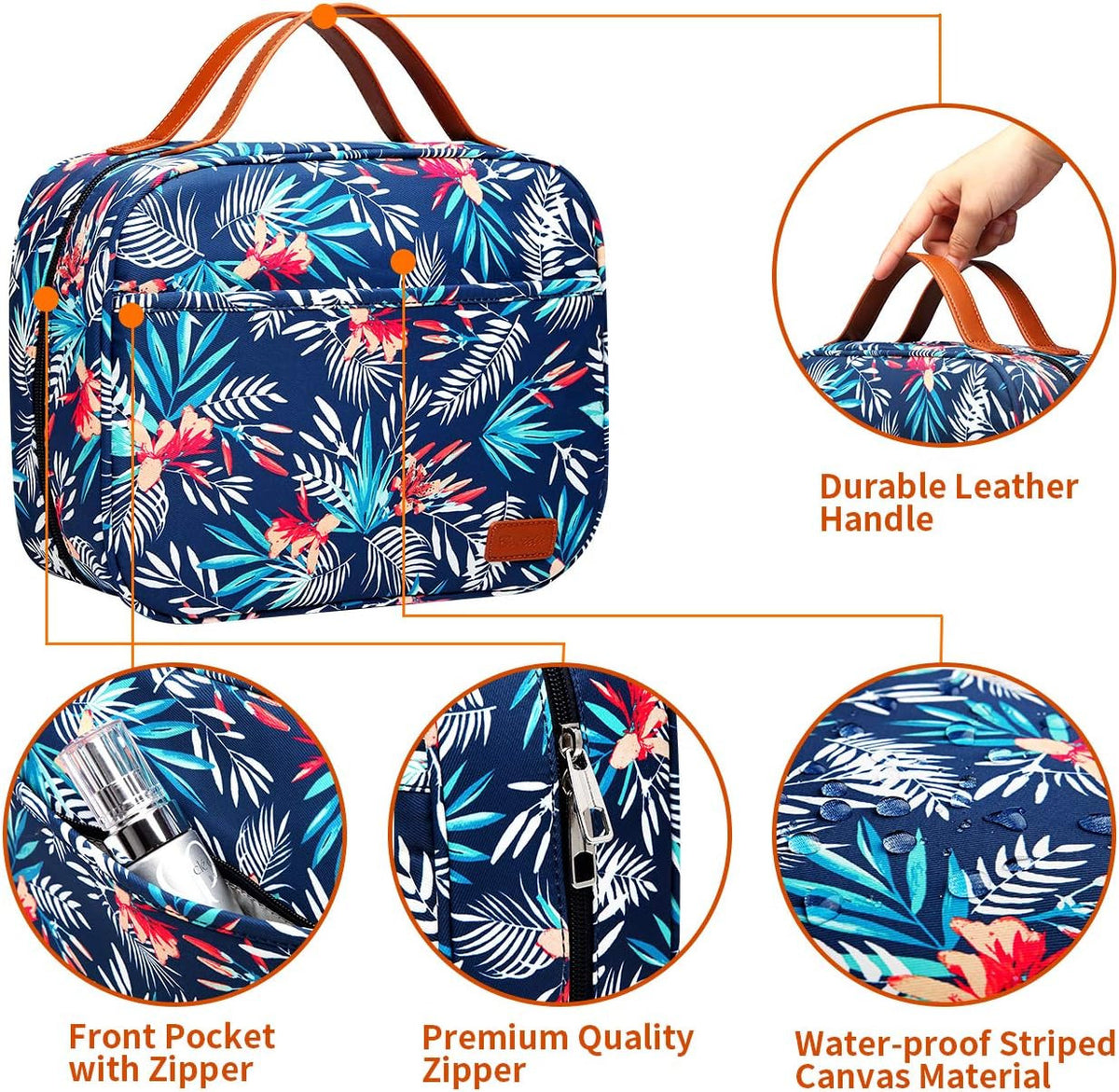 Large Capacity Travel Toiletry Bag - Waterproof PU Leather Organizer for Cosmetics & Accessories