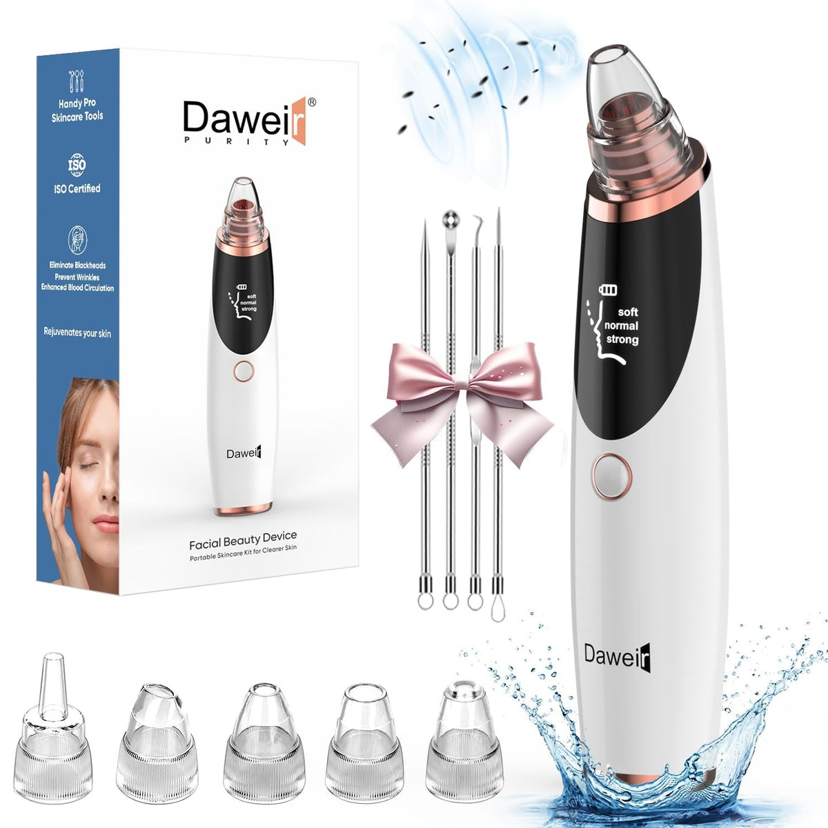 Blackhead Remover Pore Vacuum for Face & Nose with 3 Suction Levels