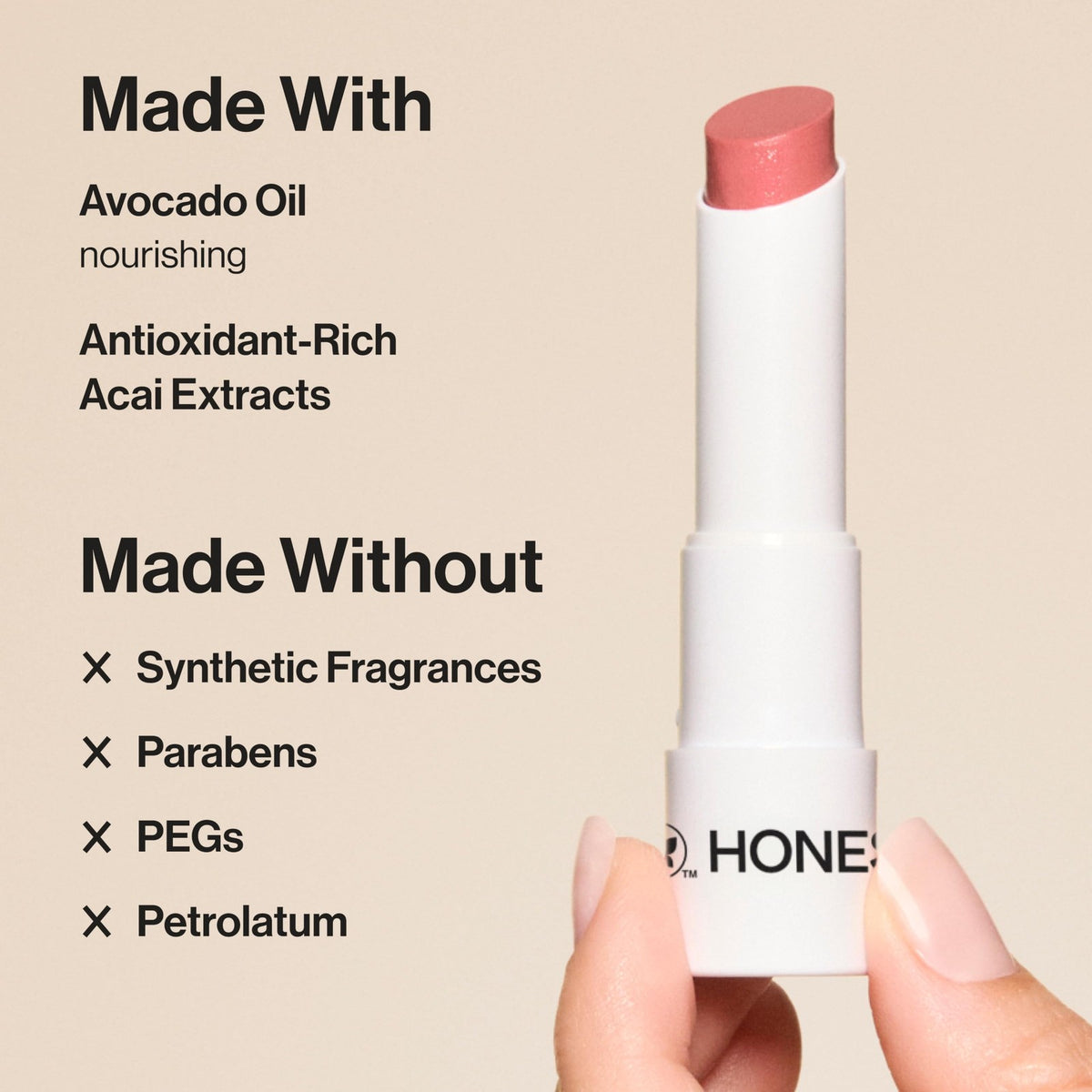 Vegan Tinted Lip Balm with Moisturizing Avocado & Antioxidants - Fruit Punch