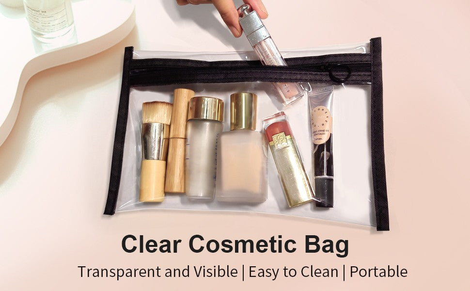 Clear Cosmetic Toiletry Bags Set - 3 Sizes Travel Organizer with Zipper
