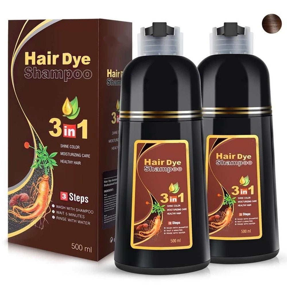 3-in-1 Hair Dye Shampoo – Plant-Based Instant Color, 500ml