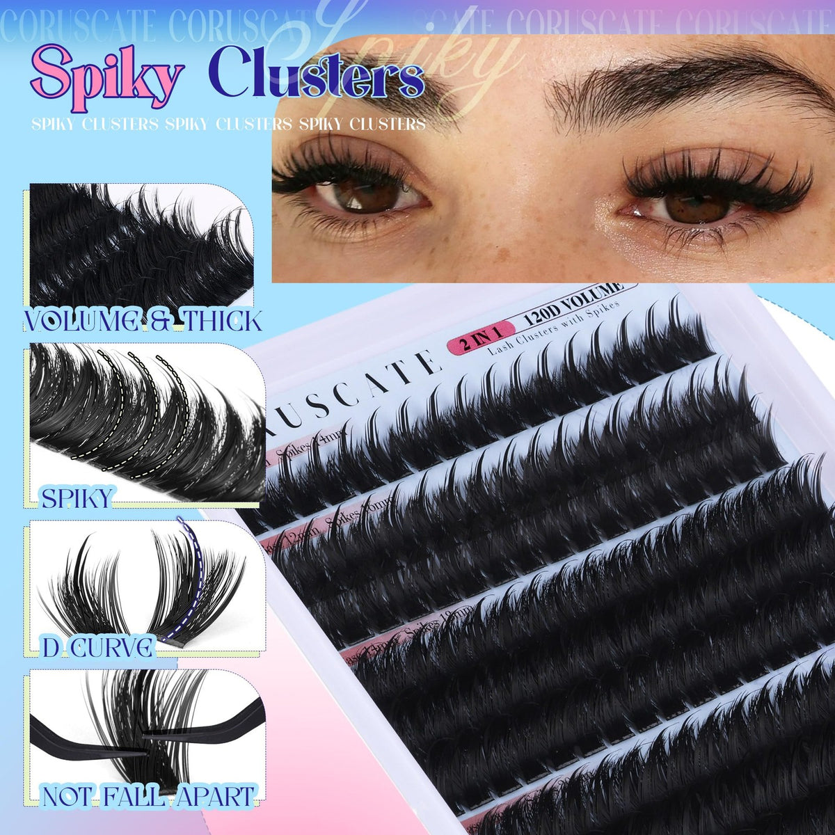False Eyelash Clusters Spiky Wispy Mink Volume for Dramatic Eye Look