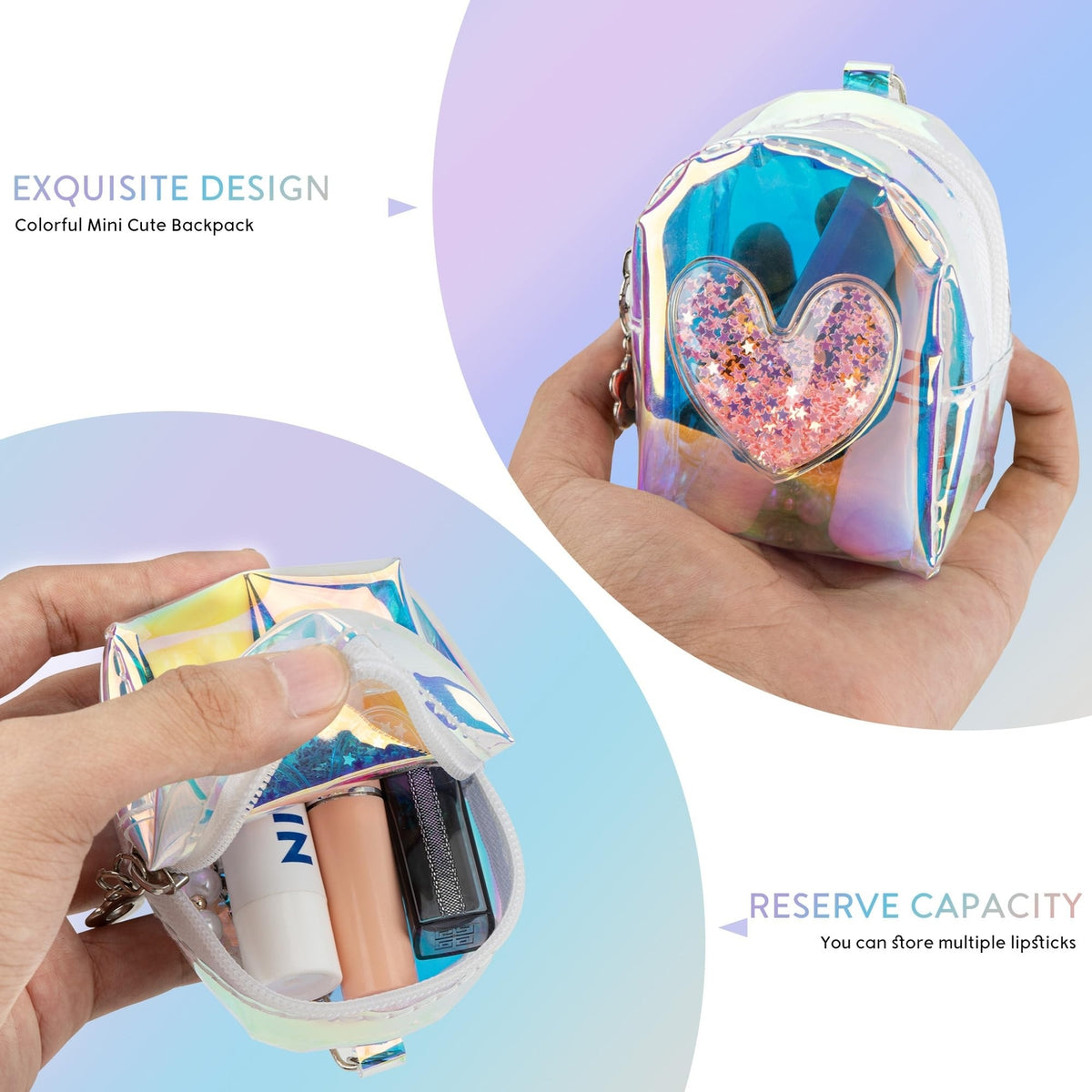Mini Lipstick Travel Case Organizer with Keychain – Compact Cosmetic Storage Bag