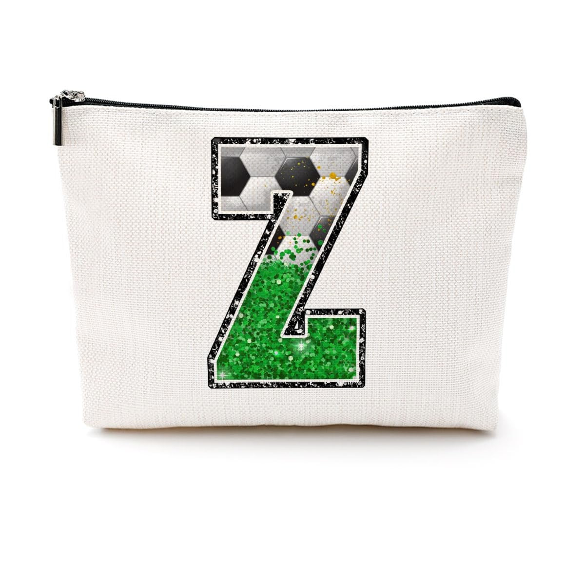 Soccer Themed Makeup Bag for Women and Girls - Gift Cosmetic Pouch