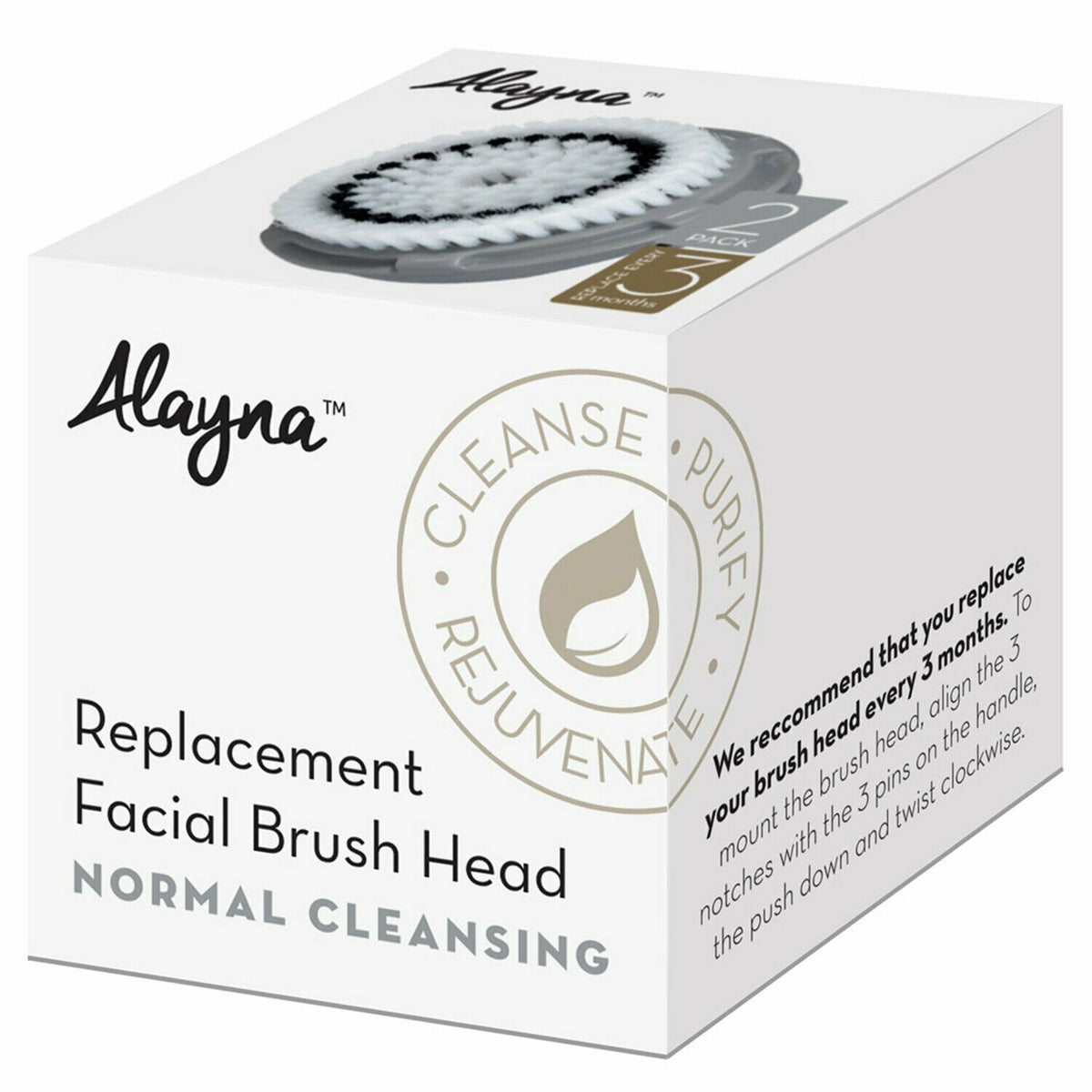 Replacement Facial Brush Head for Normal Skin - 2 Pack for Clarisonic