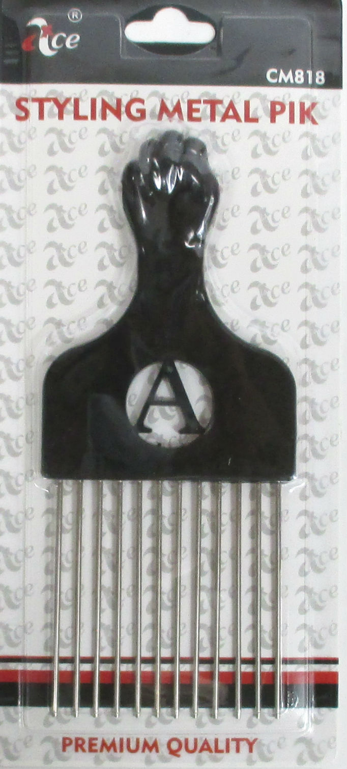 Black Afro Metal Hair Pick Set - 2, 5, 10 Pack 6.5 Inch Styling Tools