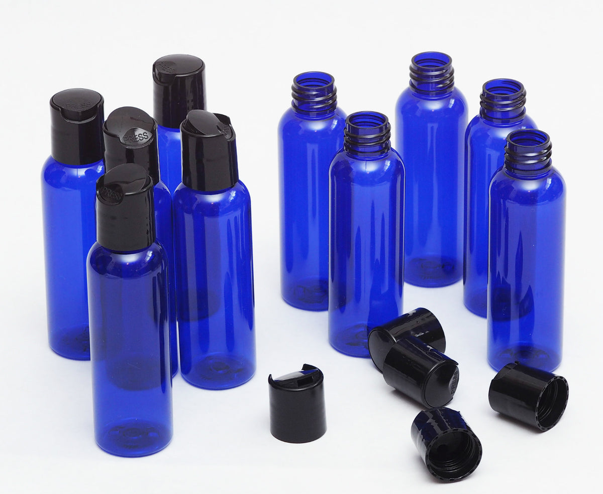 1 Oz Travel Plastic Bullet Bottles with Black Dispensing Cap - 10 Pack