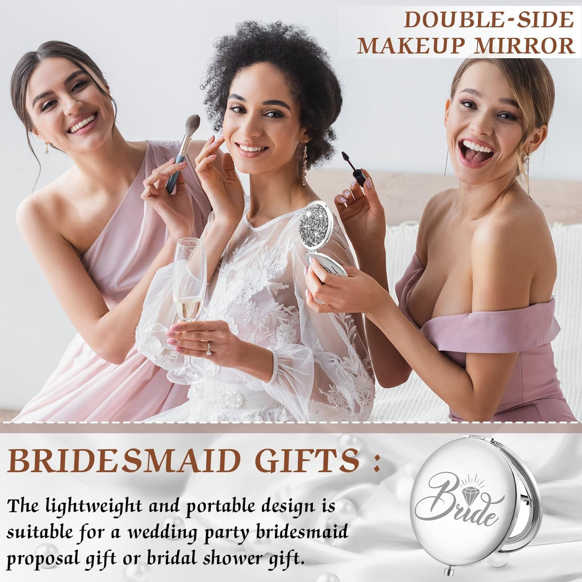 10-Pack Compact Silver Makeup & Wedding Gift Mirrors with 2X Magnification