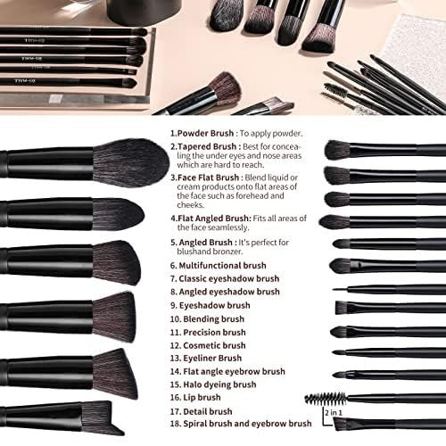 18-Piece Synthetic Makeup Brush Set with Black Travel Case for Flawless Application